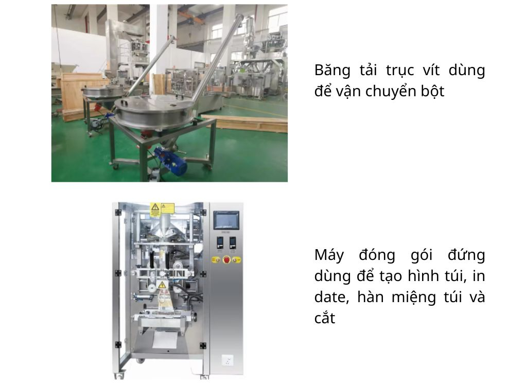 băng tải trục vít và cụm máy đóng gói đứng