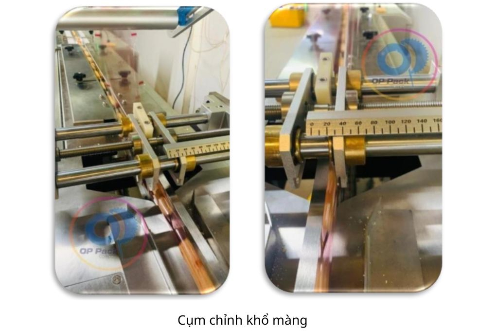 Cụm chỉnh khổ màng chuyền đóng gói bánh trung thu