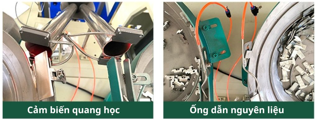 Cảm biến quang học và ống dẫn liệu vào túi