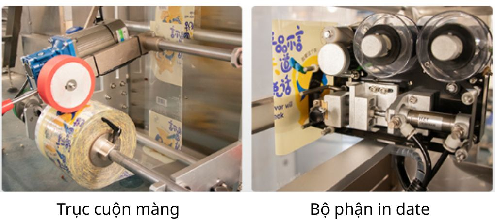 Trục cuộn màng và bộ phận in mã vạch
