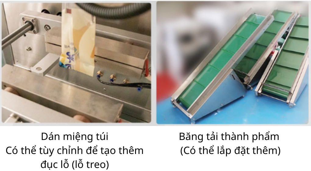 Hàn miệng túi và băng tải thành phẩm