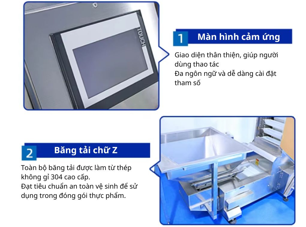 Màn hình điều khiển và băng tải chữ Z