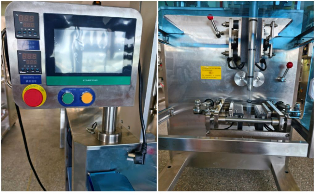 Màn hình điều khiển cảm ứng và bộ phận ngàm cắt miệng túi