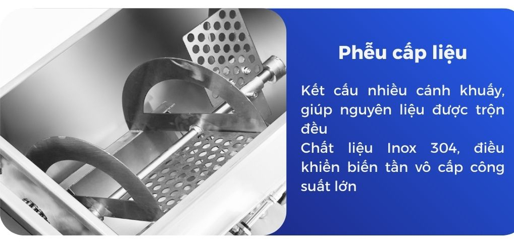Phễu cấp liệu máy đóng gói nước mắm tỏi OP Pack