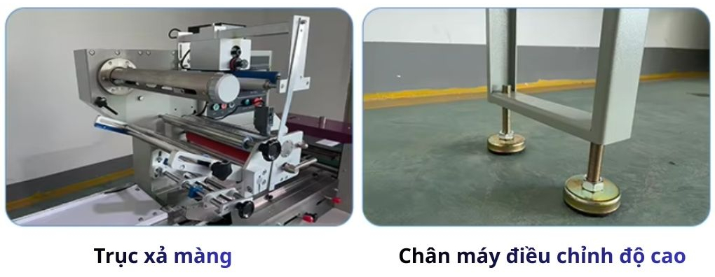 Trục xả màng và chân máy có thể điều chỉnh
