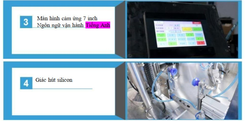 Màn hình điều khiển PLC và giác hút silicon