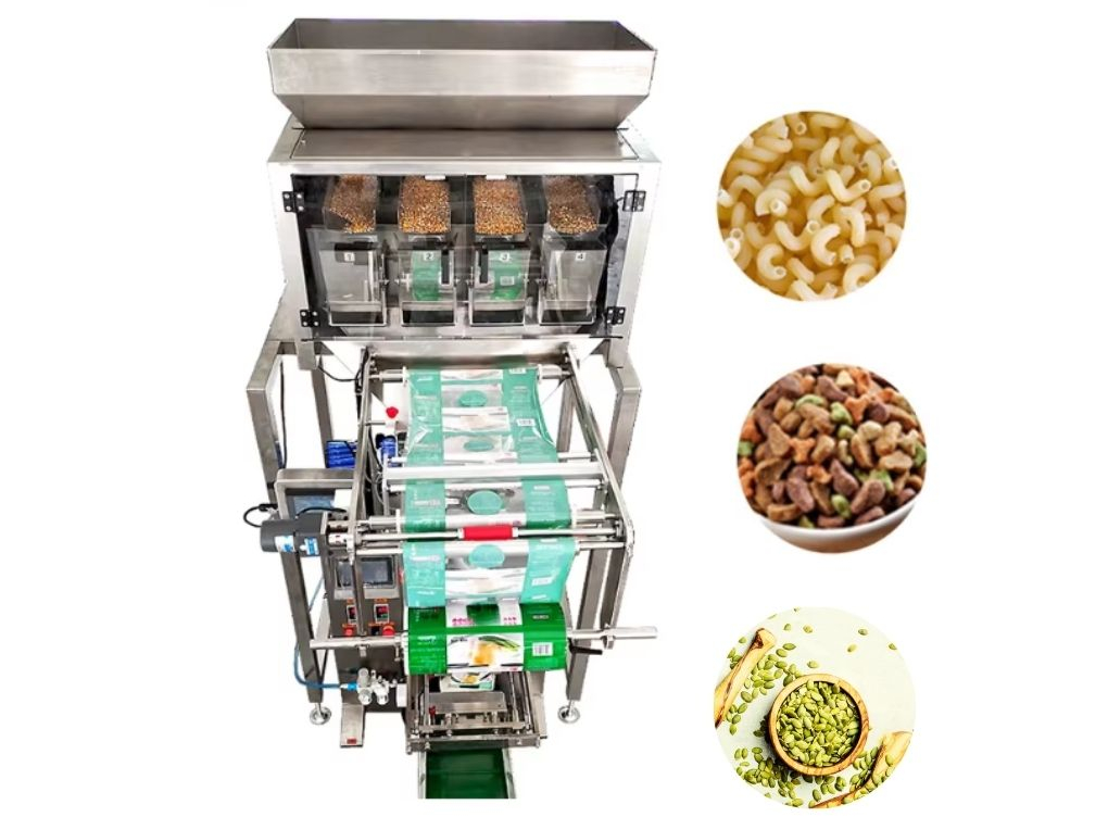 4 đầu cân định lượng máy đóng gói hạt bí xanh