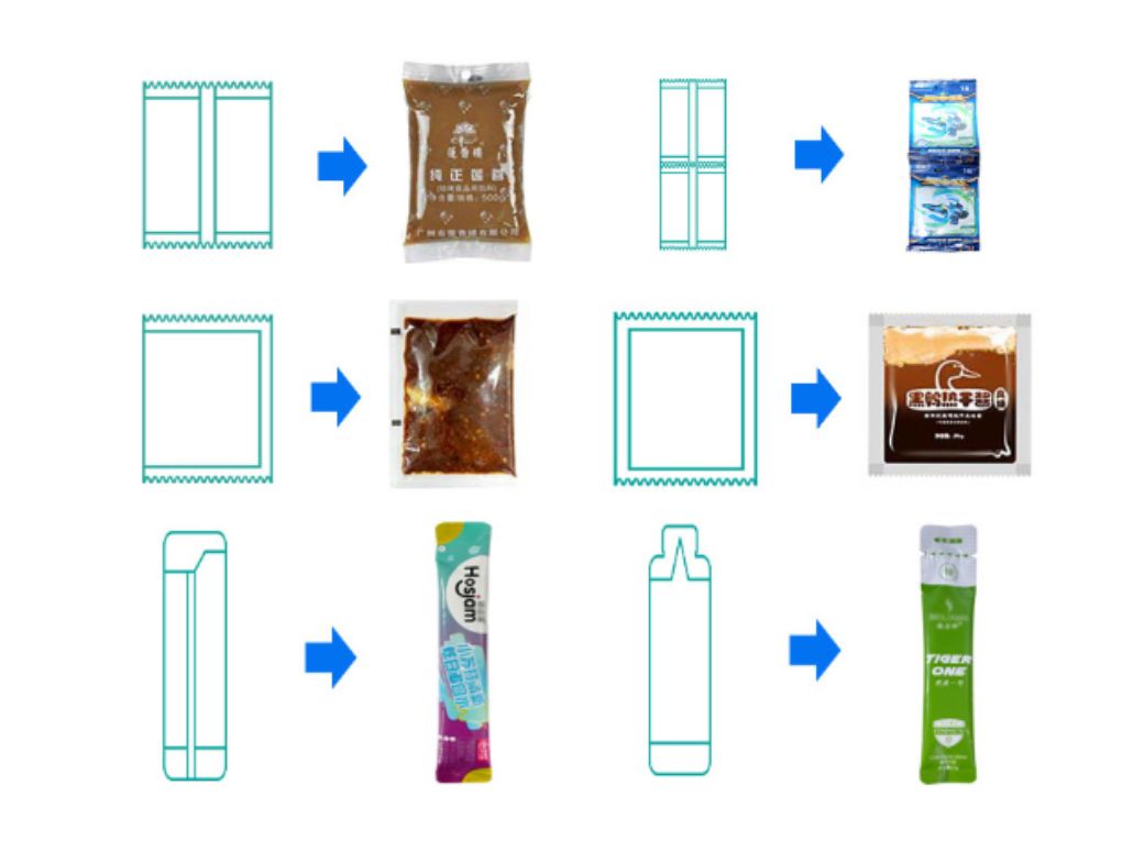 Kiểu túi phù hợp với máy đóng gói nước mắm tỏi OP Pack