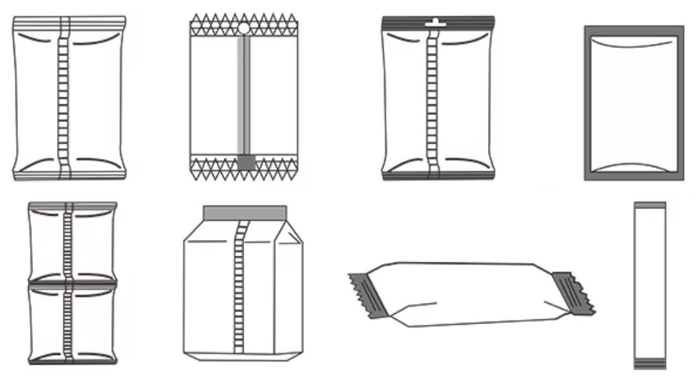 Các kiểu túi tương thích với máy đóng gói mì ăn liền