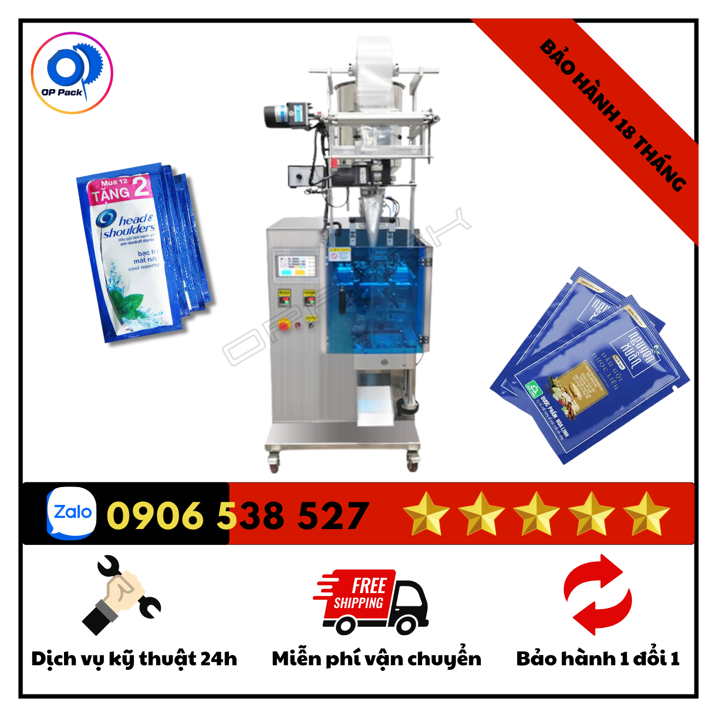 Máy đóng gói dầu gội OP Pack