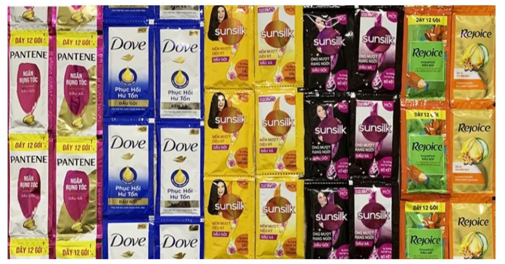 Mẫu túi dầu gội liền dây phổ biến