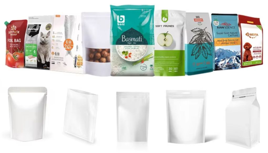 Đóng gói túi zipper, túi đáy đứng, túi xếp hông