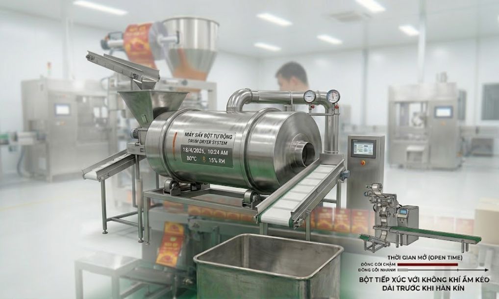 Sấy bột bị vón cục