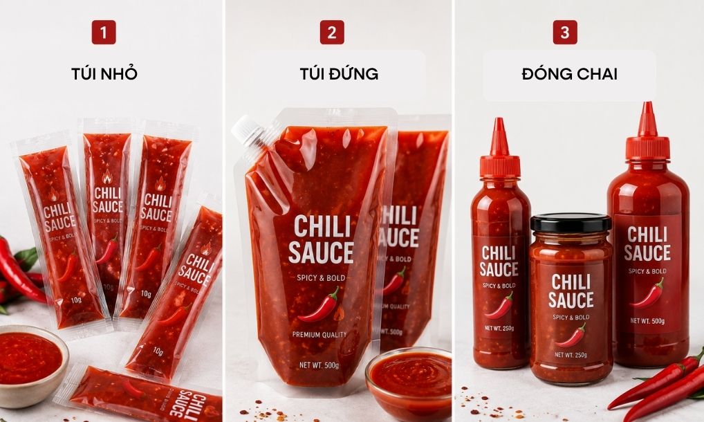 Các dạng bao bì tương ớt phổ biến